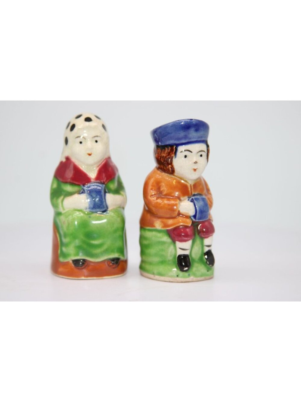 Salt & Pepper Shakers - Russian Couple, Sitting - 60s